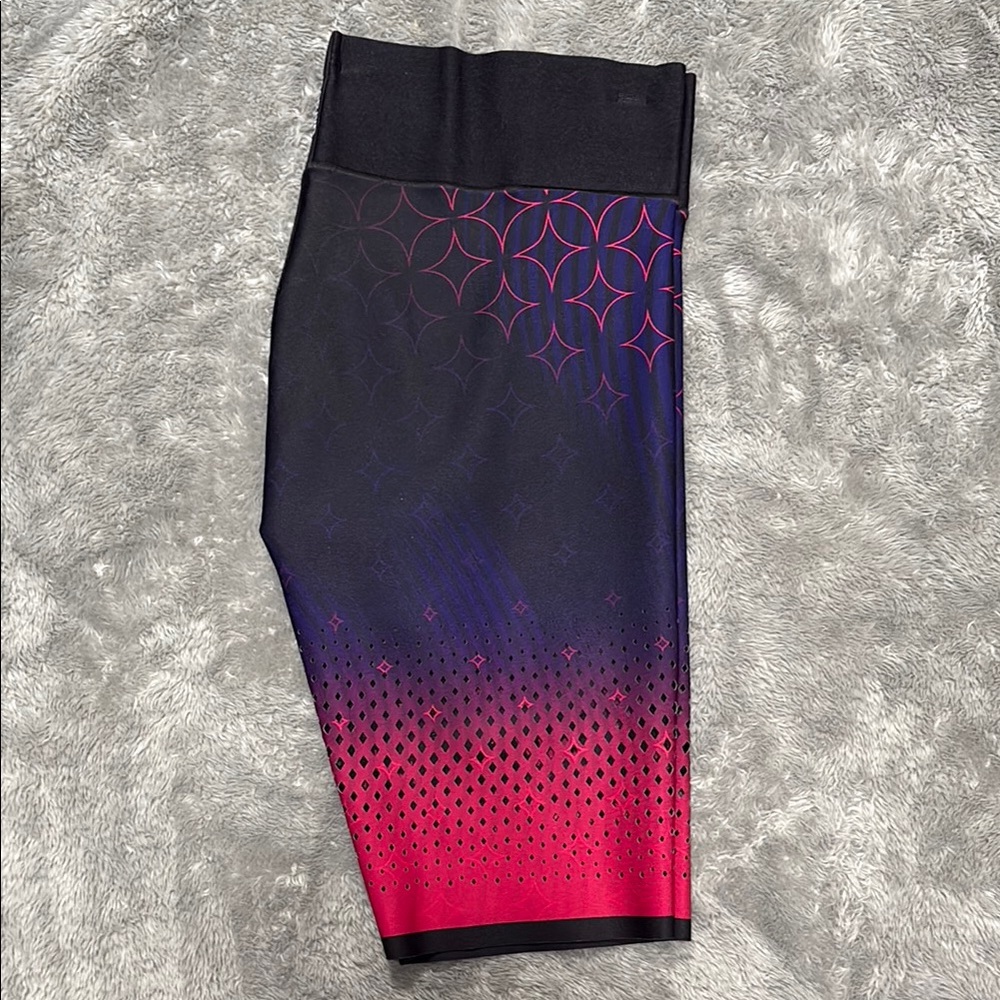 Ultracor Black/Pink/Purple ombre Biker Athletic Shorts with Laser Cut Outs